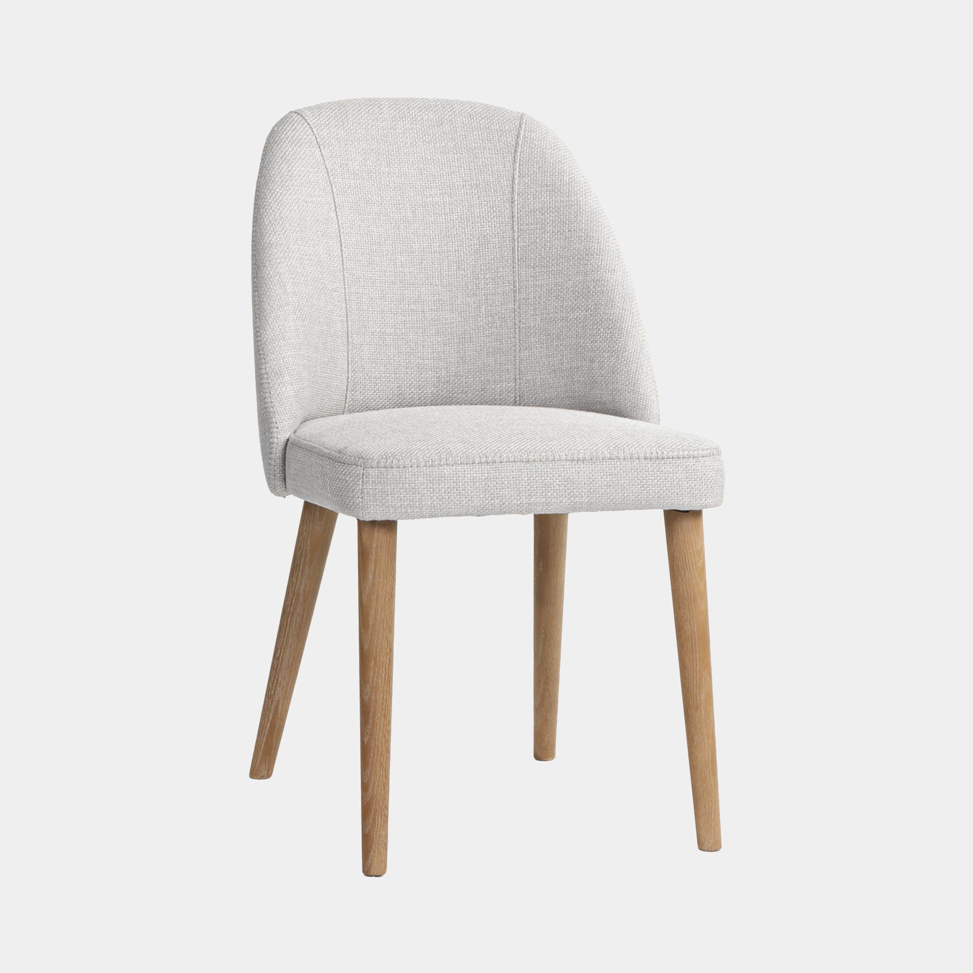 Dining Chair In PJ760 Light Grey Fabric With Oak Leg