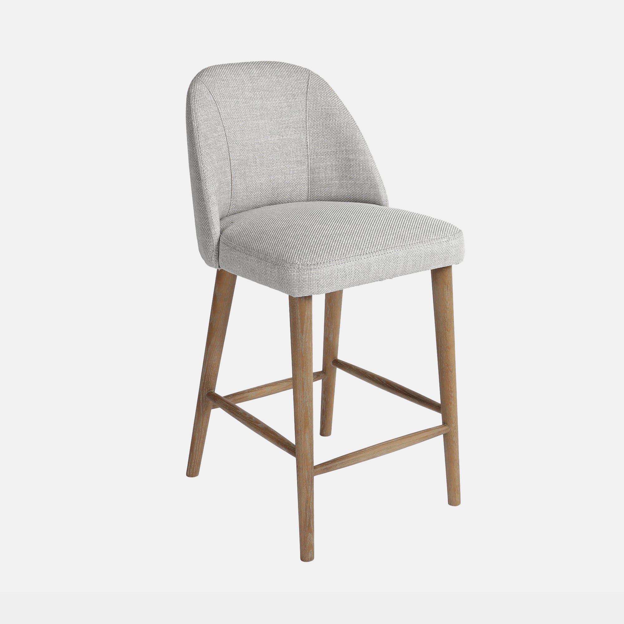 Stool In PJ760 Light Grey Fabric With Oak Leg