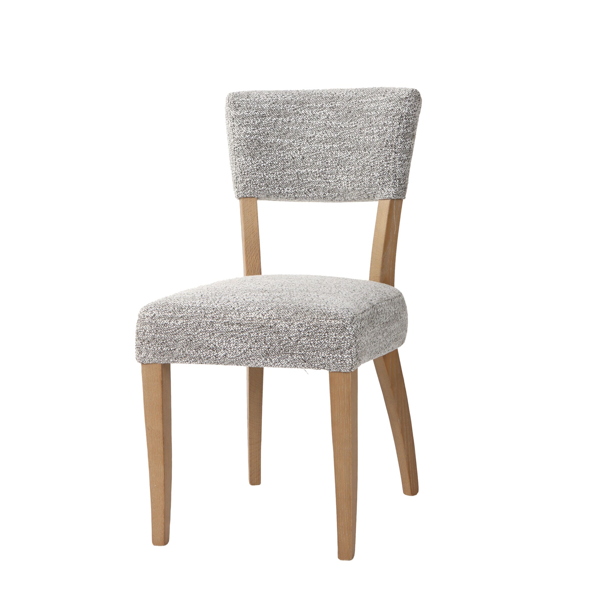 Carter - Dining Chair In Grey Boucle Fabric With Oak Leg