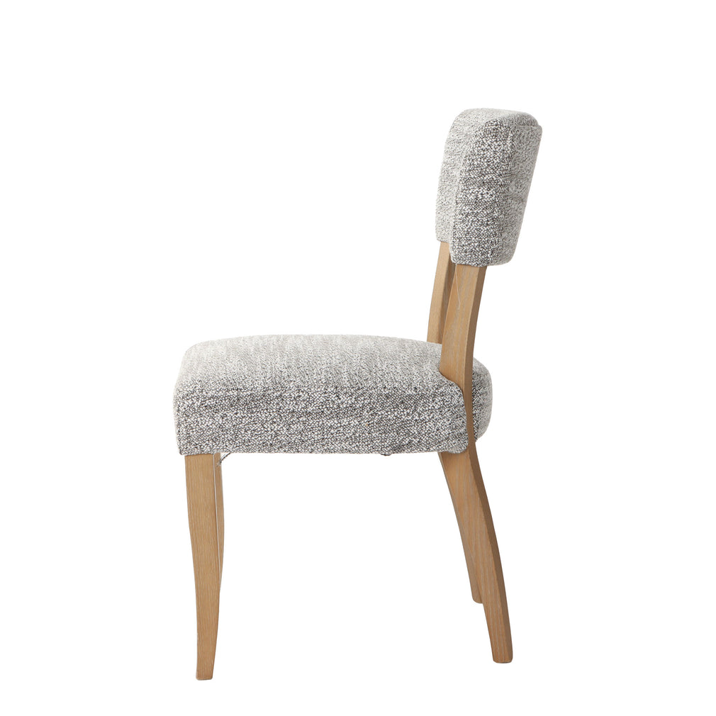 Carter - Dining Chair In Grey Boucle Fabric With Oak Leg