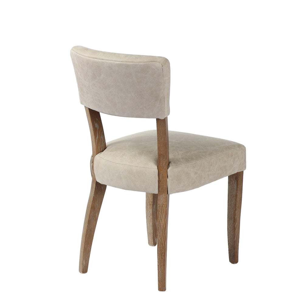 Carter - Dining Chair In Grey Leather With Oak leg