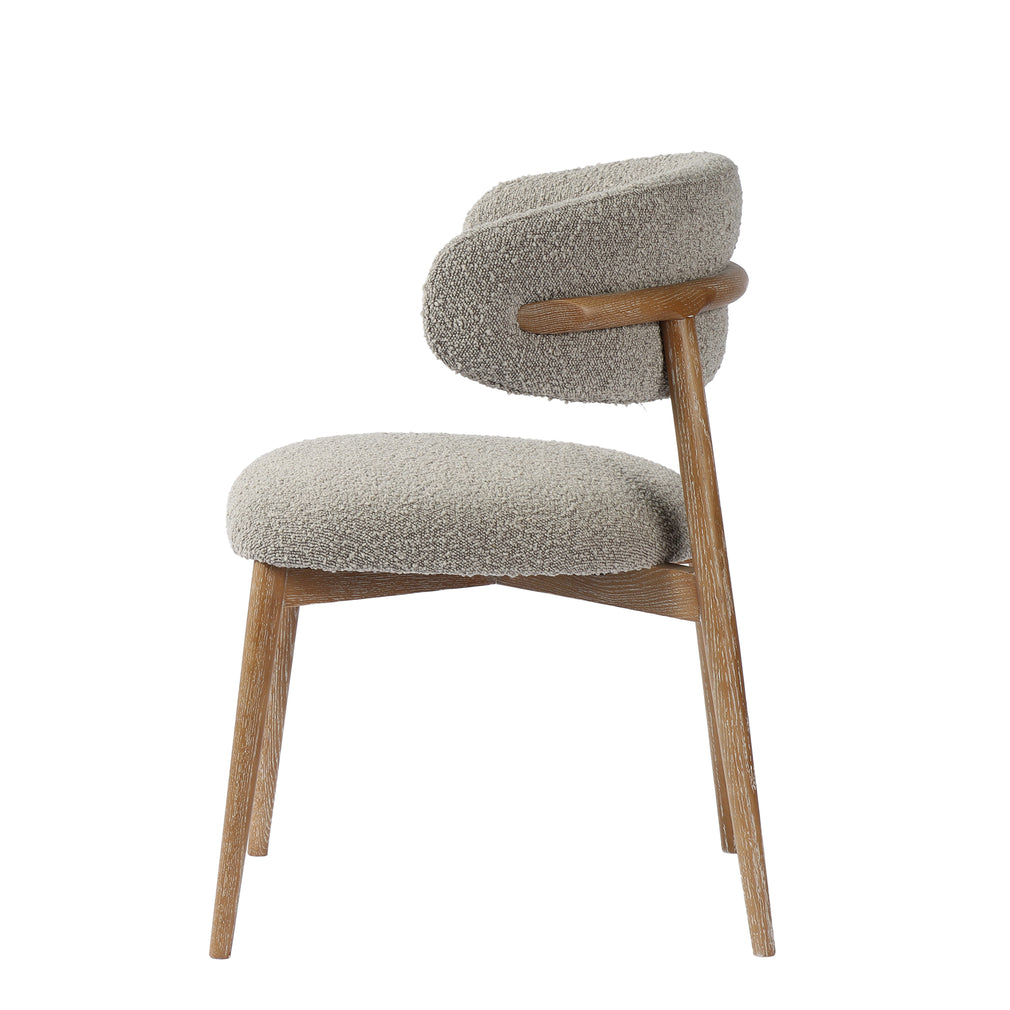 Huxton - Dining Chair In Grey Fabric With Oak leg