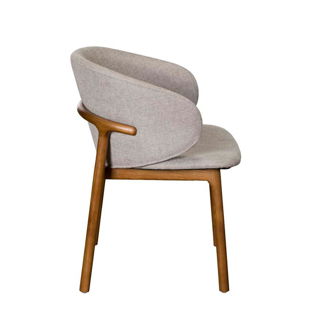 Dining Chair-Light grey Fabric/Walnut Stained Finish