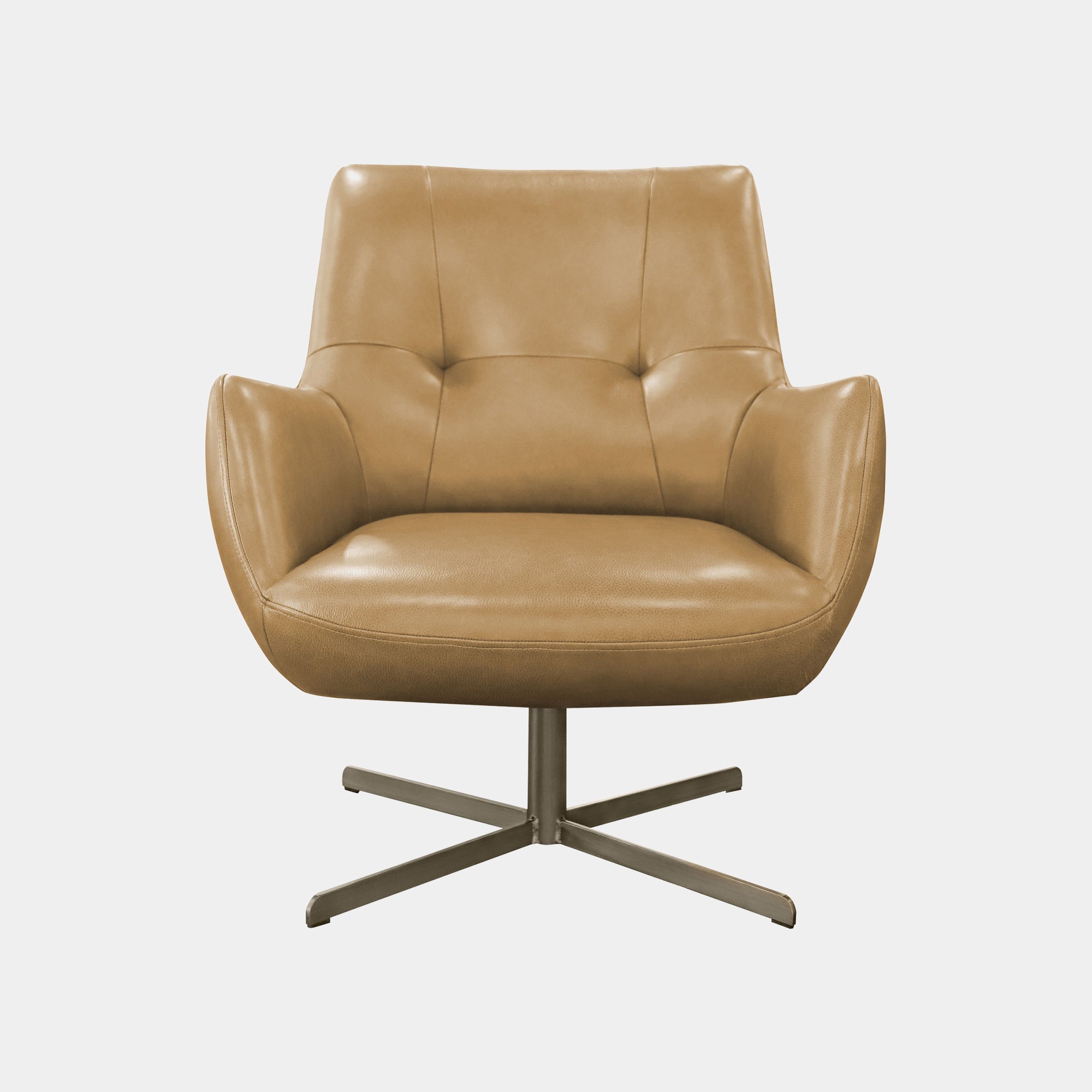 Swivel Chair In Full Aniline Leather Nest Brown