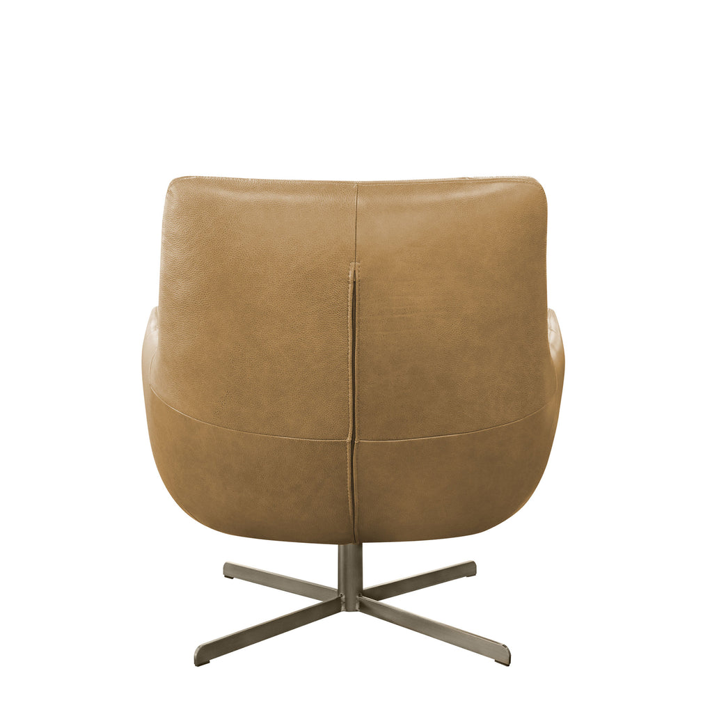 Swivel Chair In Full Aniline Leather Nest Brown