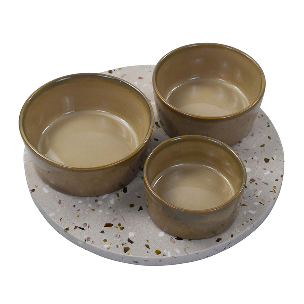 Terrazzo - Set of 3 Snack Bowls & Round Tray