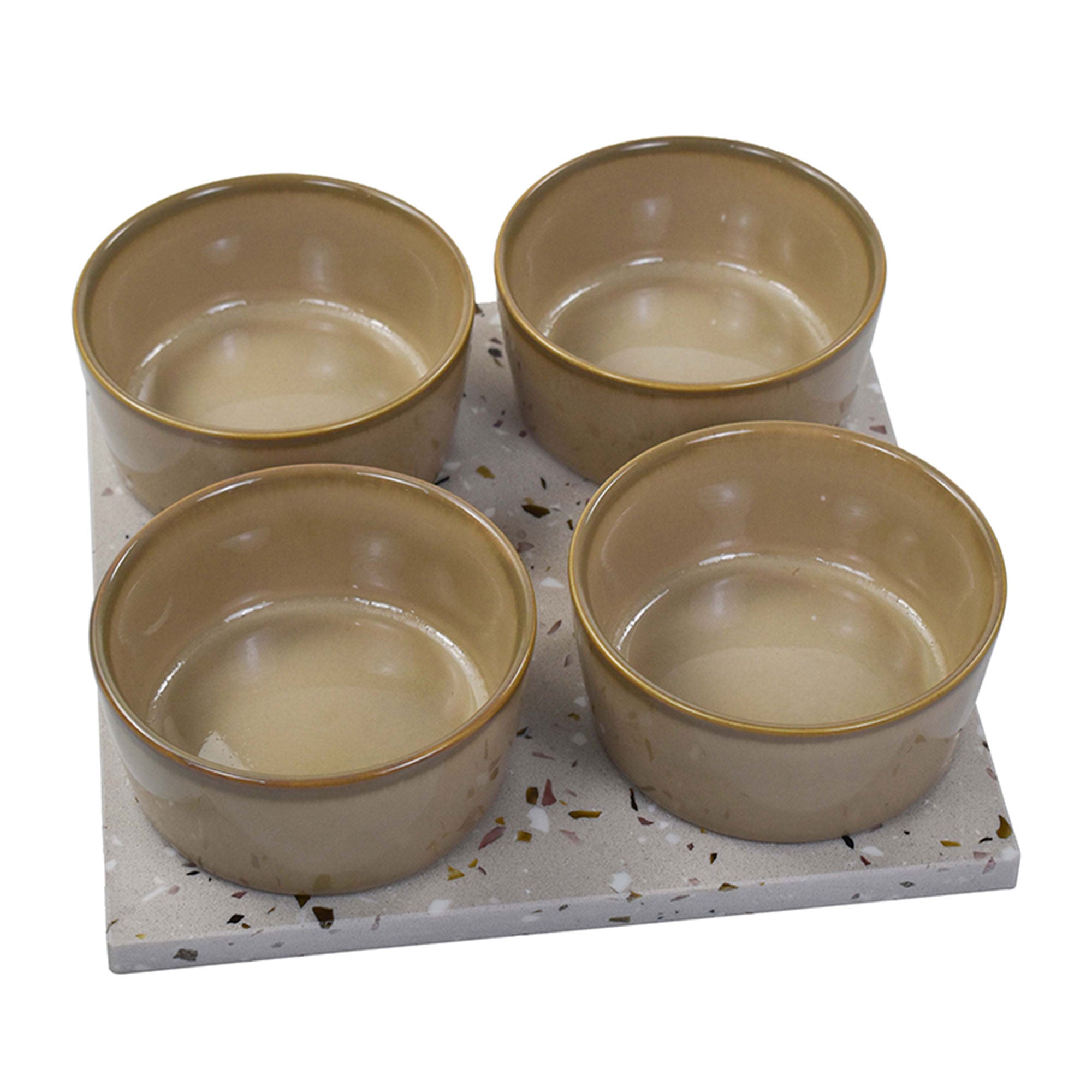 Terrazzo - Set of 4 Snack Bowls & Square Tray