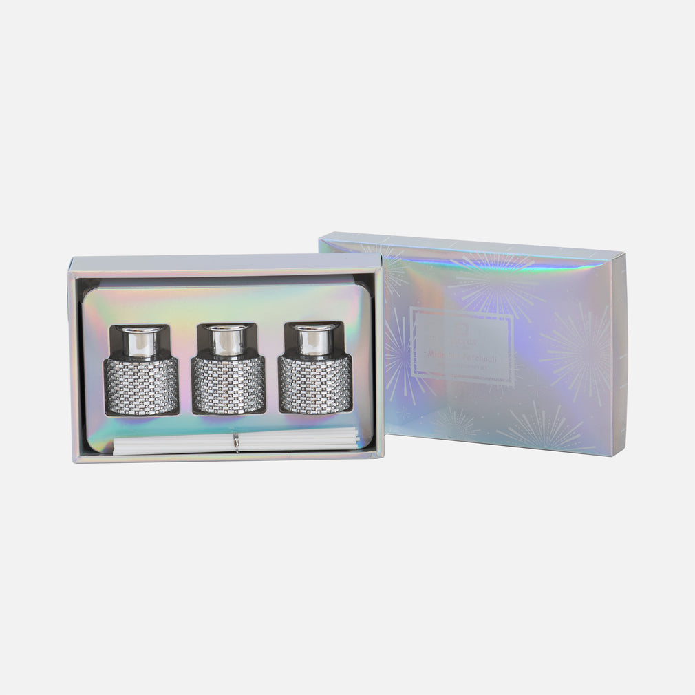 Silver Diamond Midnight Patchouli Diffuser Gift Set of 3 (DR)