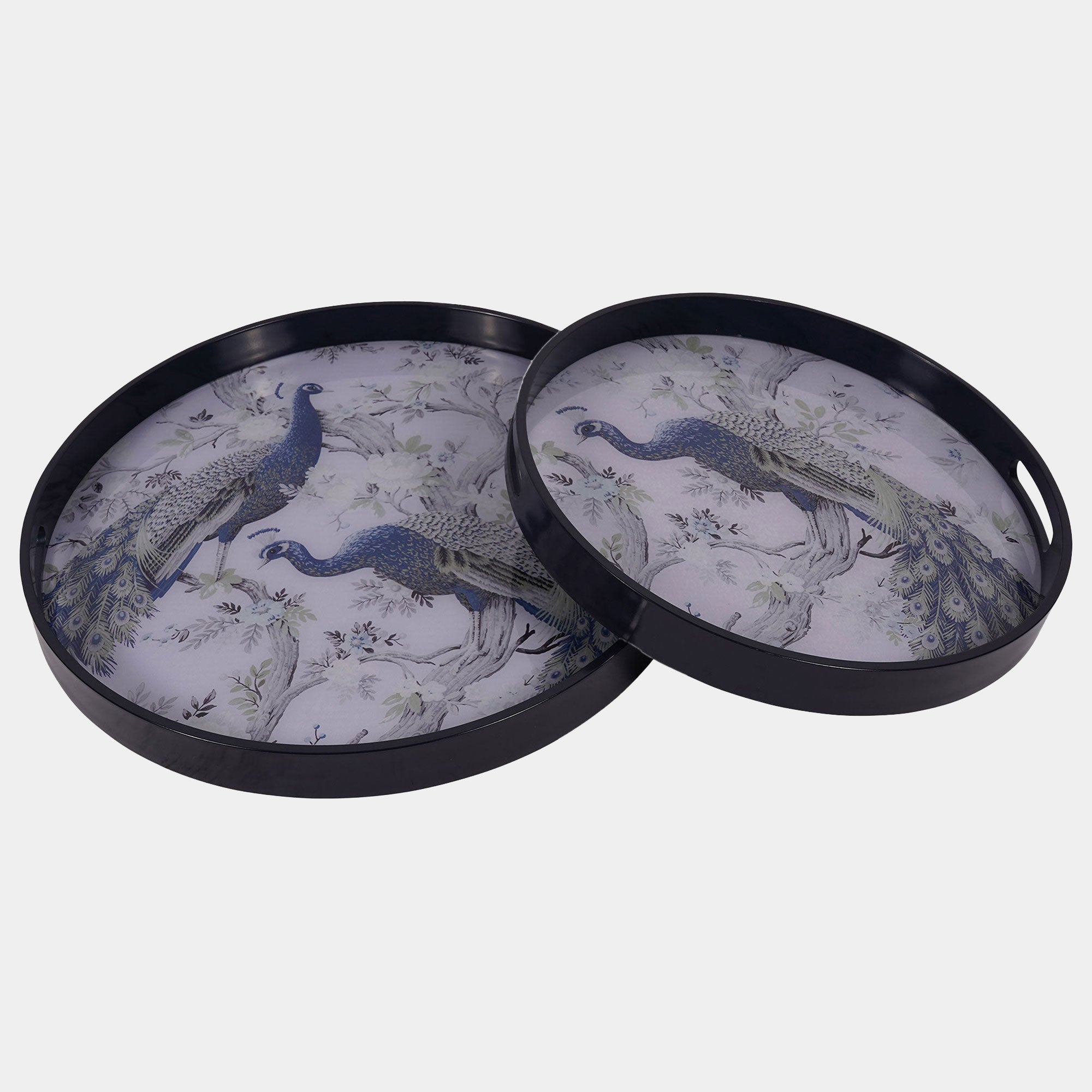 Laura Ashley Belvedere Peacock Print Trays Set of 2 (BO)