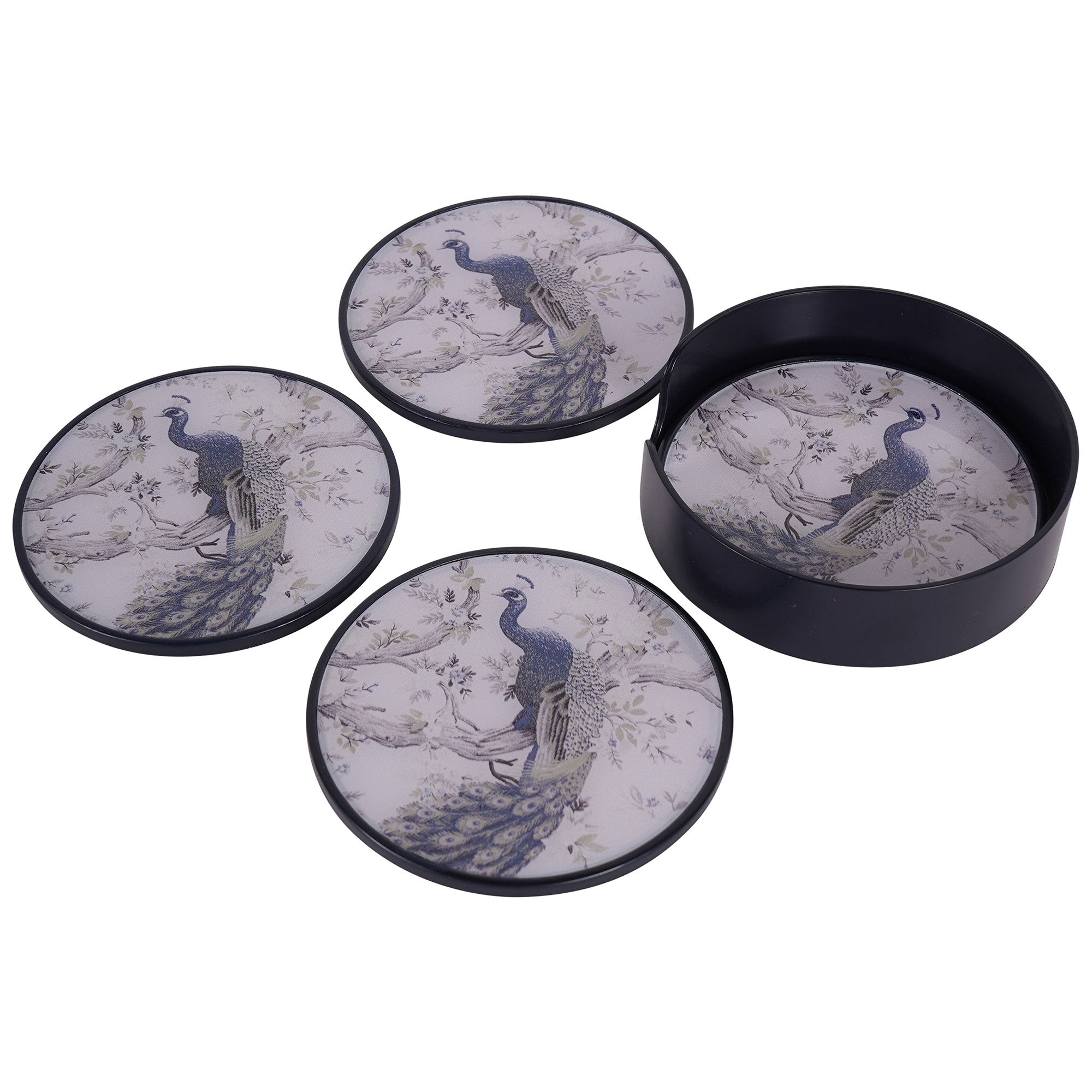 Laura Ashley Belvedere - Set of 4 Peacock Print Coasters