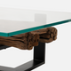 Lampu - 120cm Square Coffee Table With Reclaimed Railway Sleeper & Glass Top