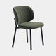 Dining Chair In Forest Green Boucle Black Metal Legs
