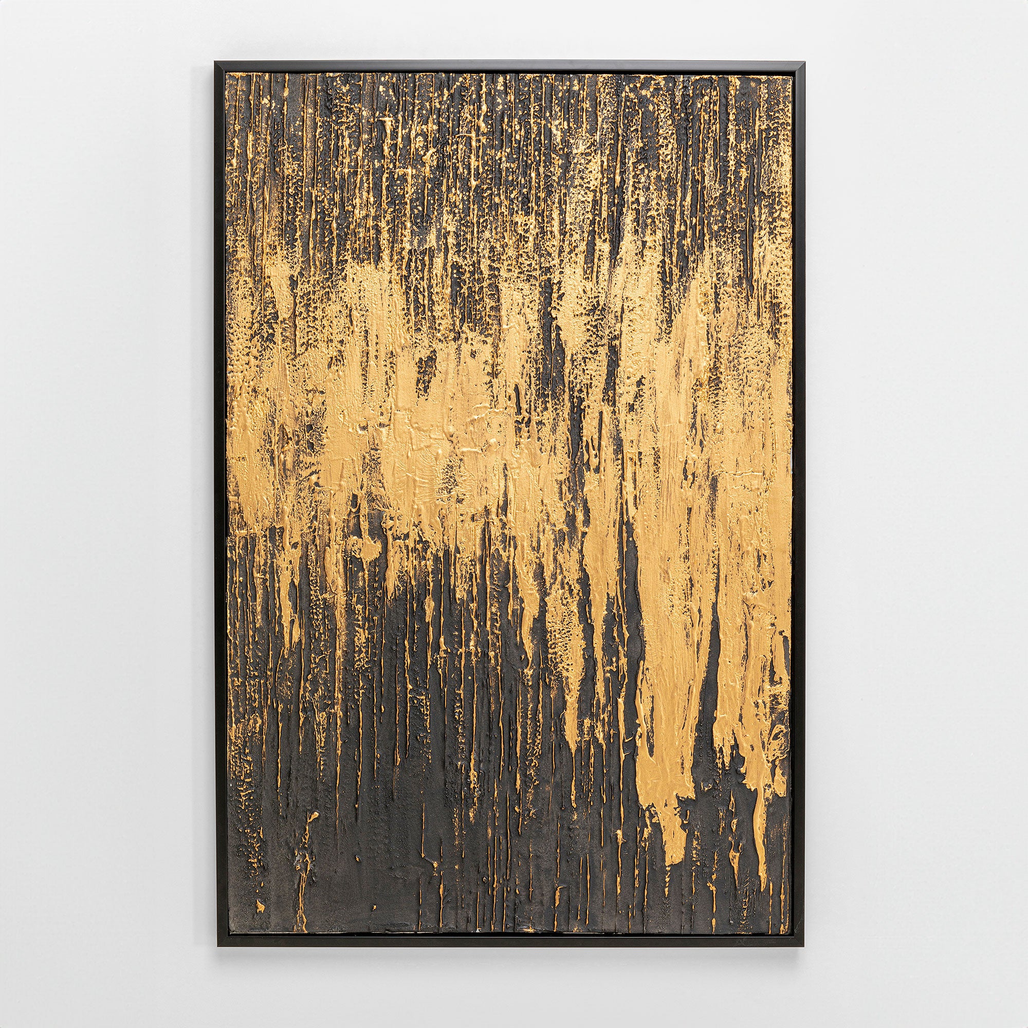 Brush of Gold on Black - Framed Canvas