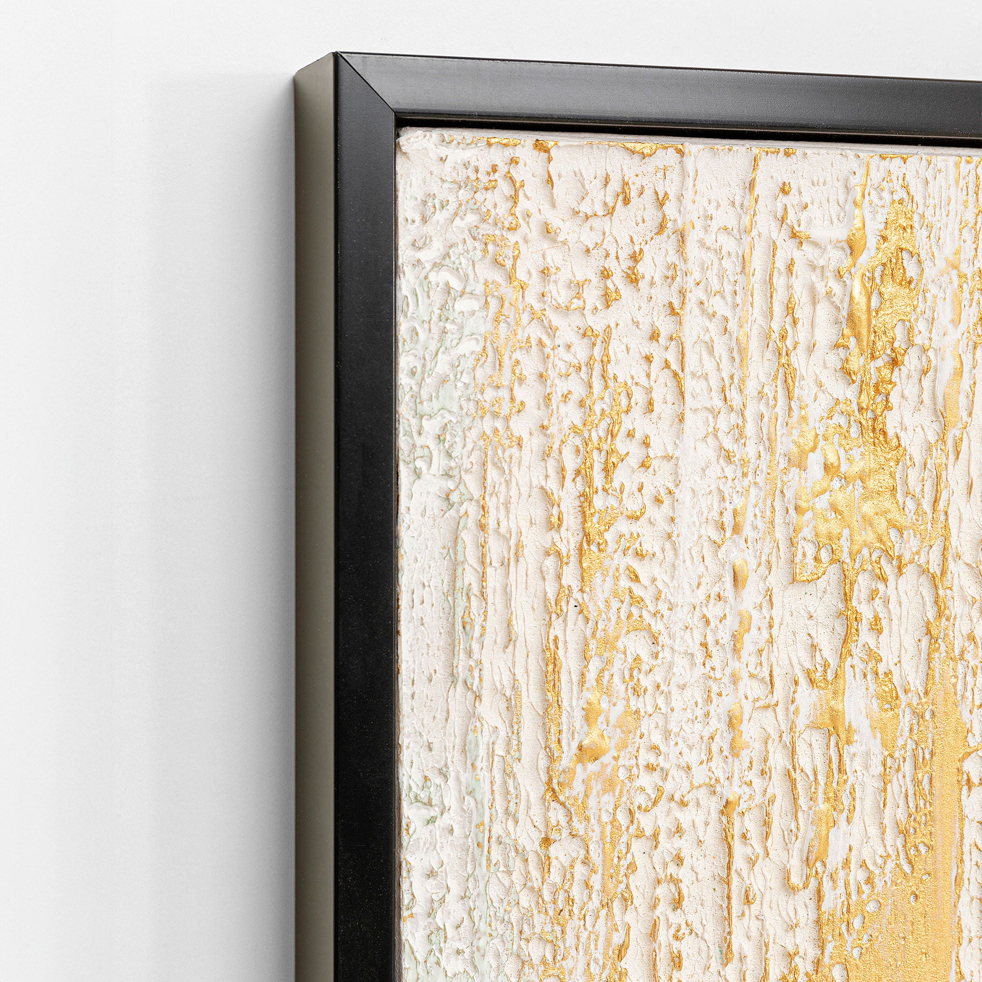 Brush of Gold on Black - Framed Canvas