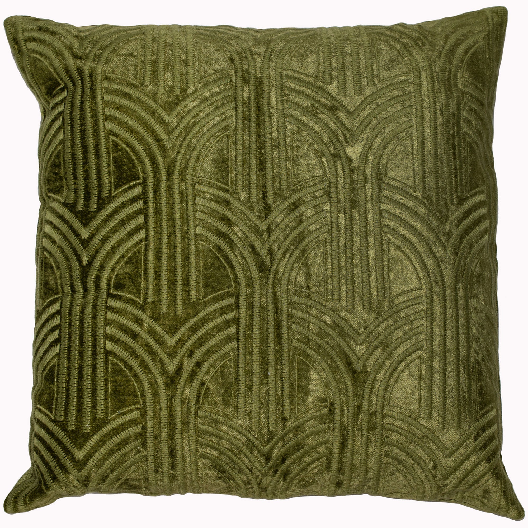 Lalique - Small Olive Velvet Cushion