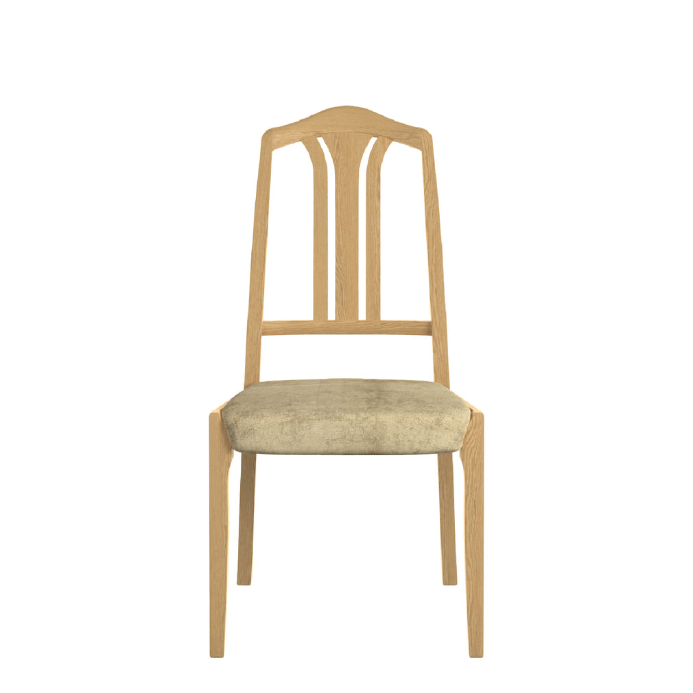 Slat Back Dining Chair In Mushroom Fabric