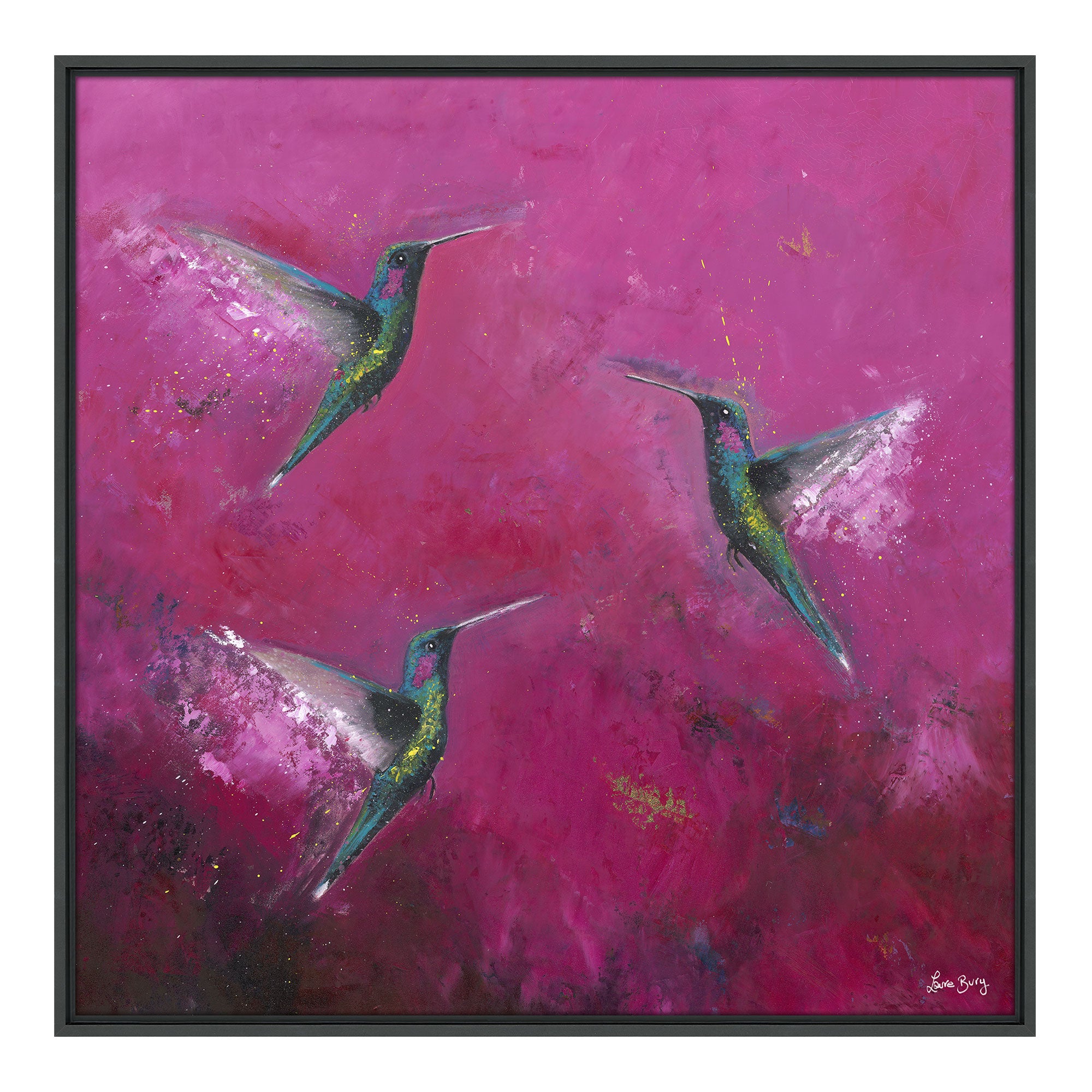 The Joy Of Hummingbirds - Framed Canvas By Laure Bury