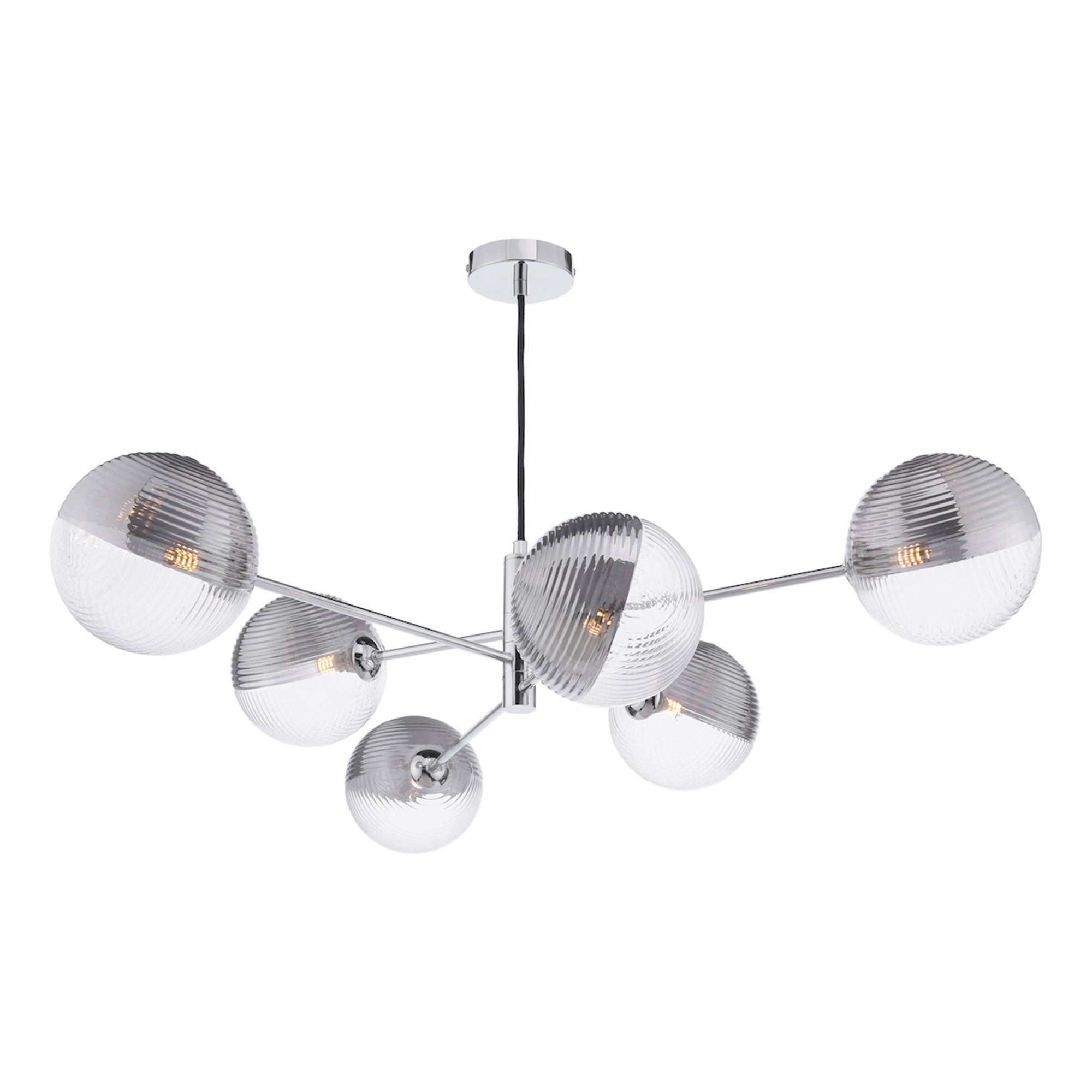 Stromboli - Smoked Ribbed Glass 6 Light Pendant