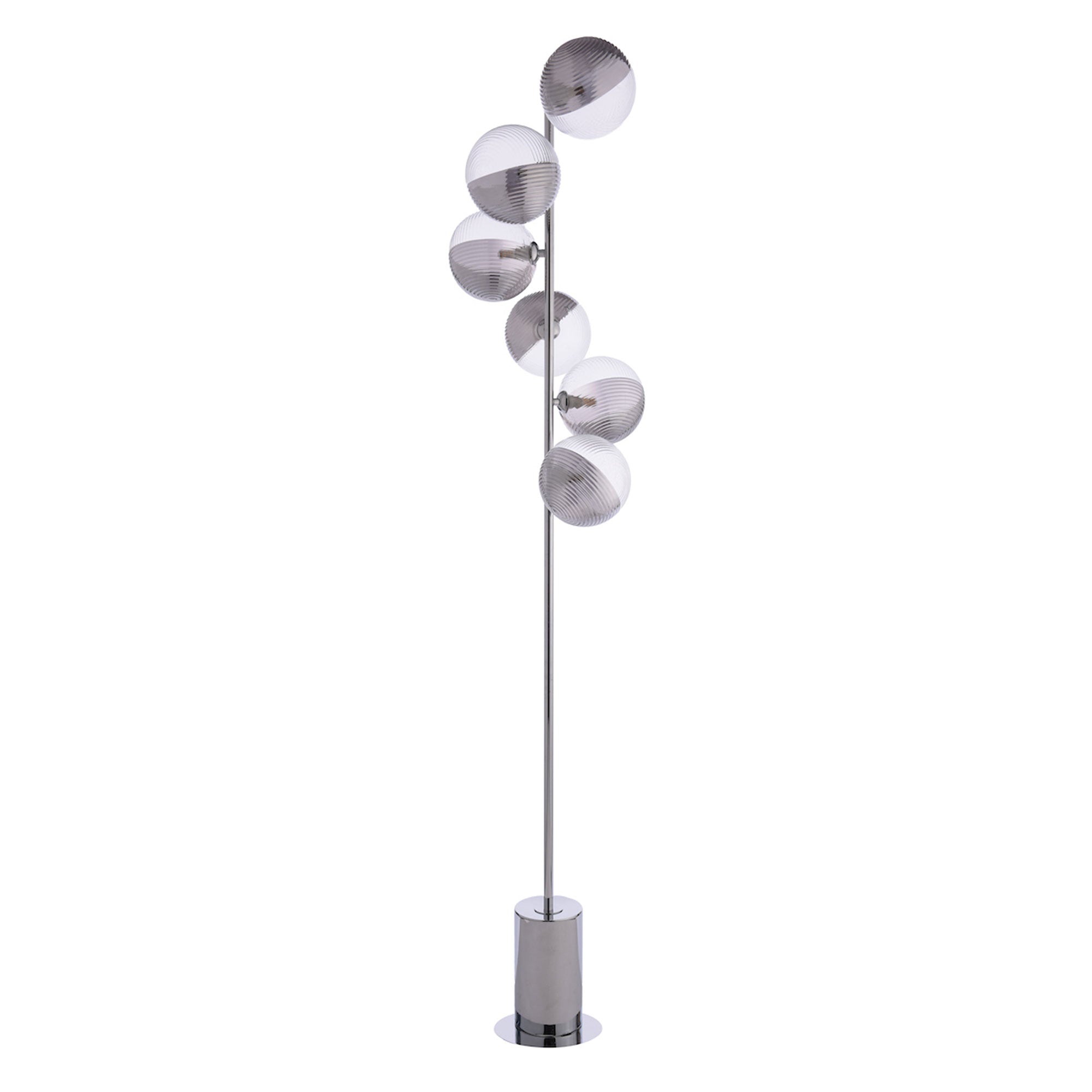 Stromboli - Smoked Ribbed Glass 6 Light Floor Lamp