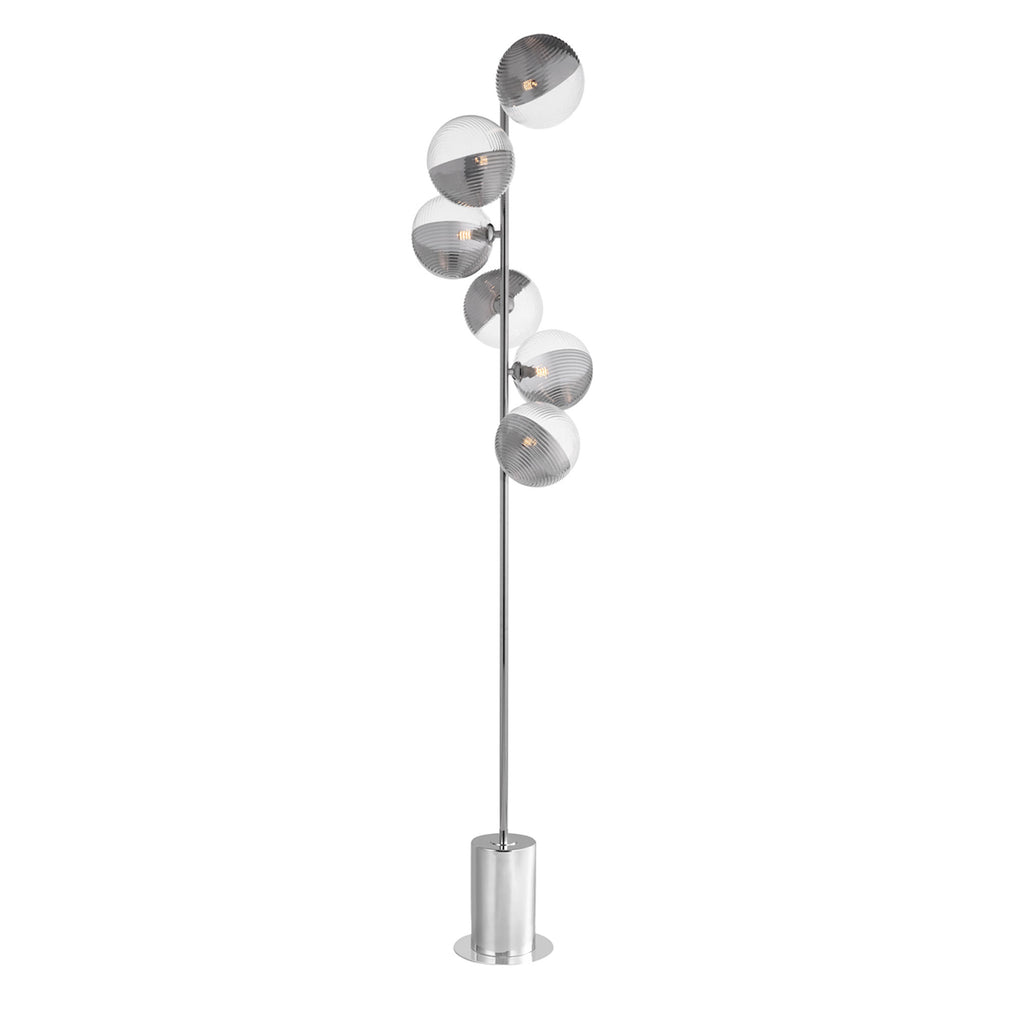 Stromboli - Smoked Ribbed Glass 6 Light Floor Lamp