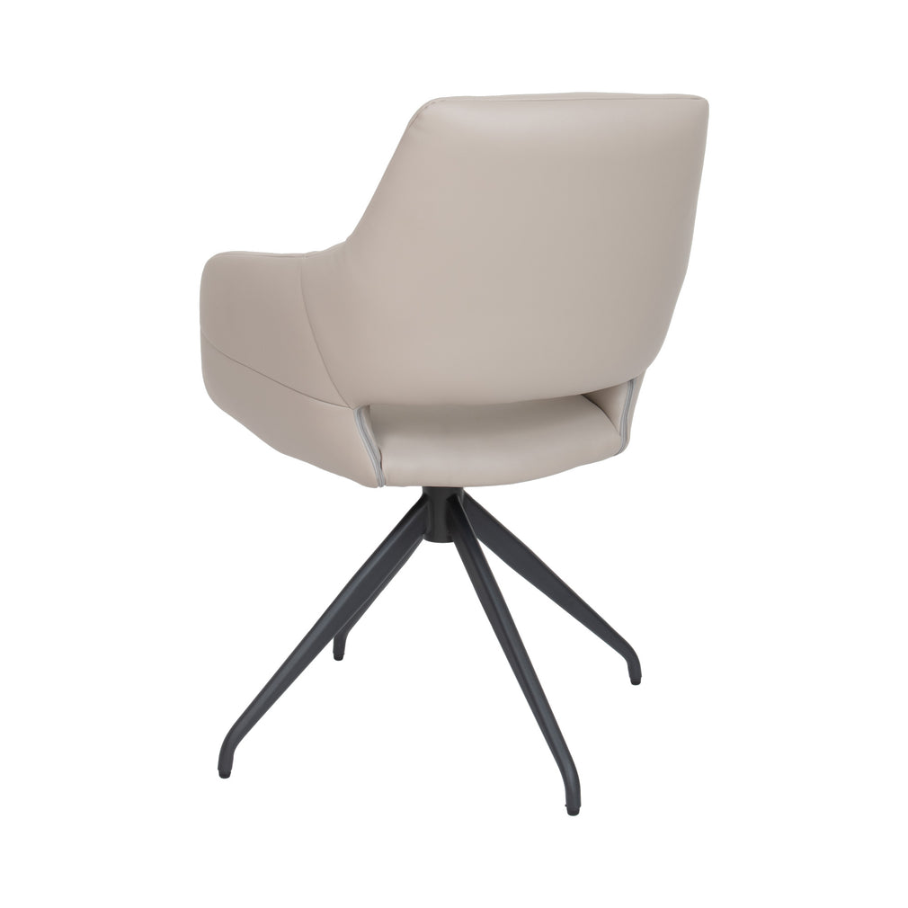 Adana - Swivel Dining Chair In PU With Black Metal Base