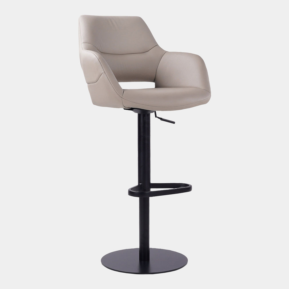 Swivel Bar Stool In PU With Black Metal Base