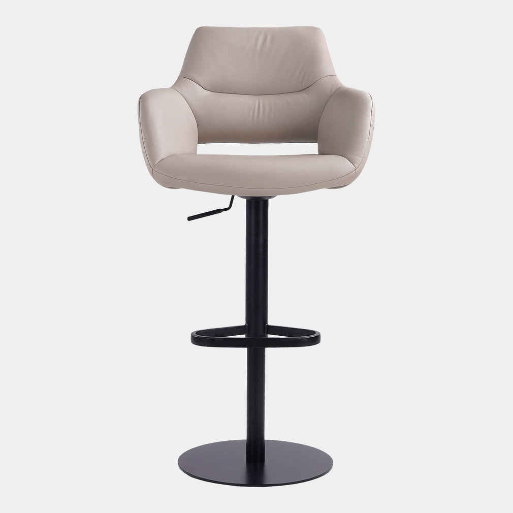 Swivel Bar Stool In PU With Black Metal Base