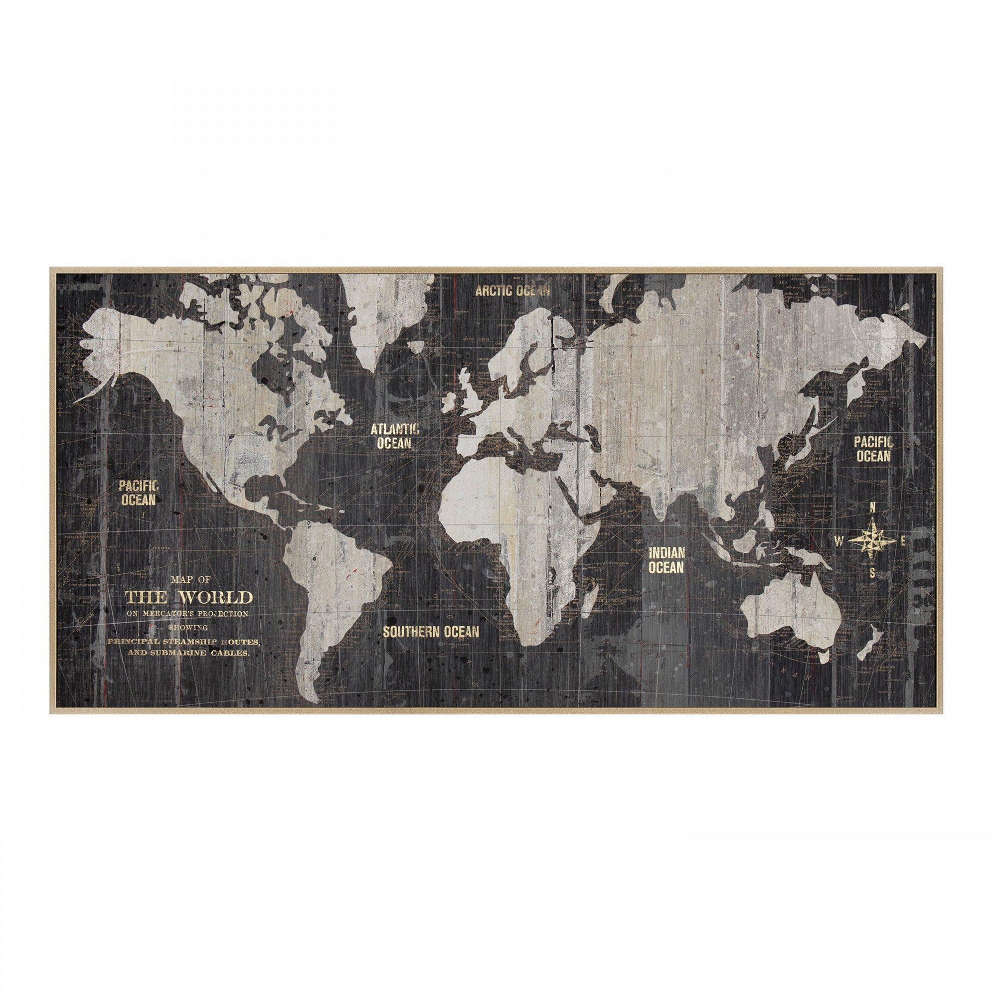 World Traveller Map - Framed Canvas By Wild Apple