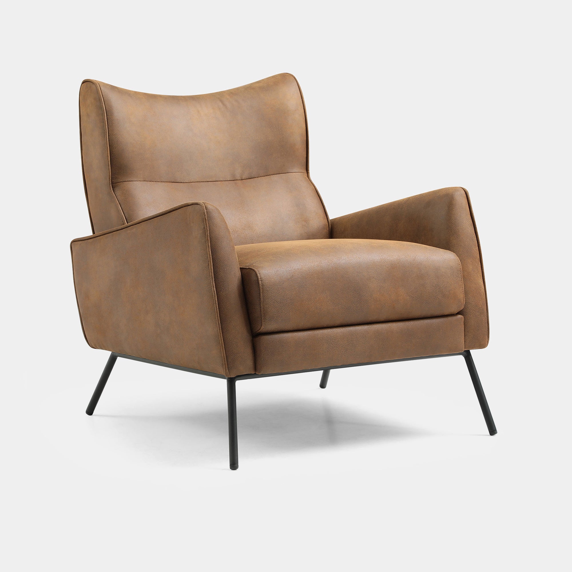 Accent Chair In Leather Effect PU Achilles Brown