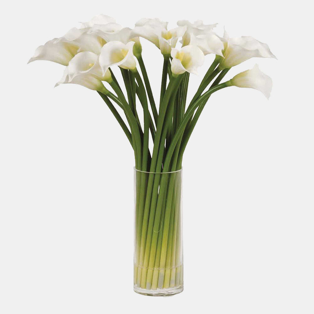 White Calla Lilies - Glass Vase