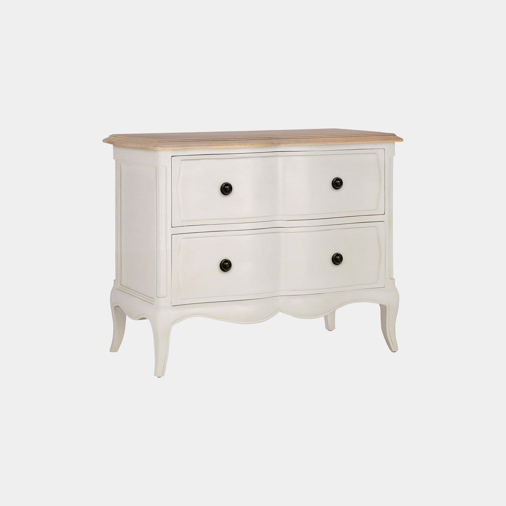 Genevieve - 2 Drawer Wide Bedside In White Paint Finish