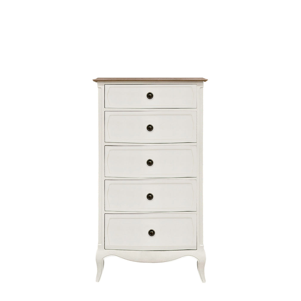 Genevieve - 5 Drawer Tall Chest In White Paint Finish