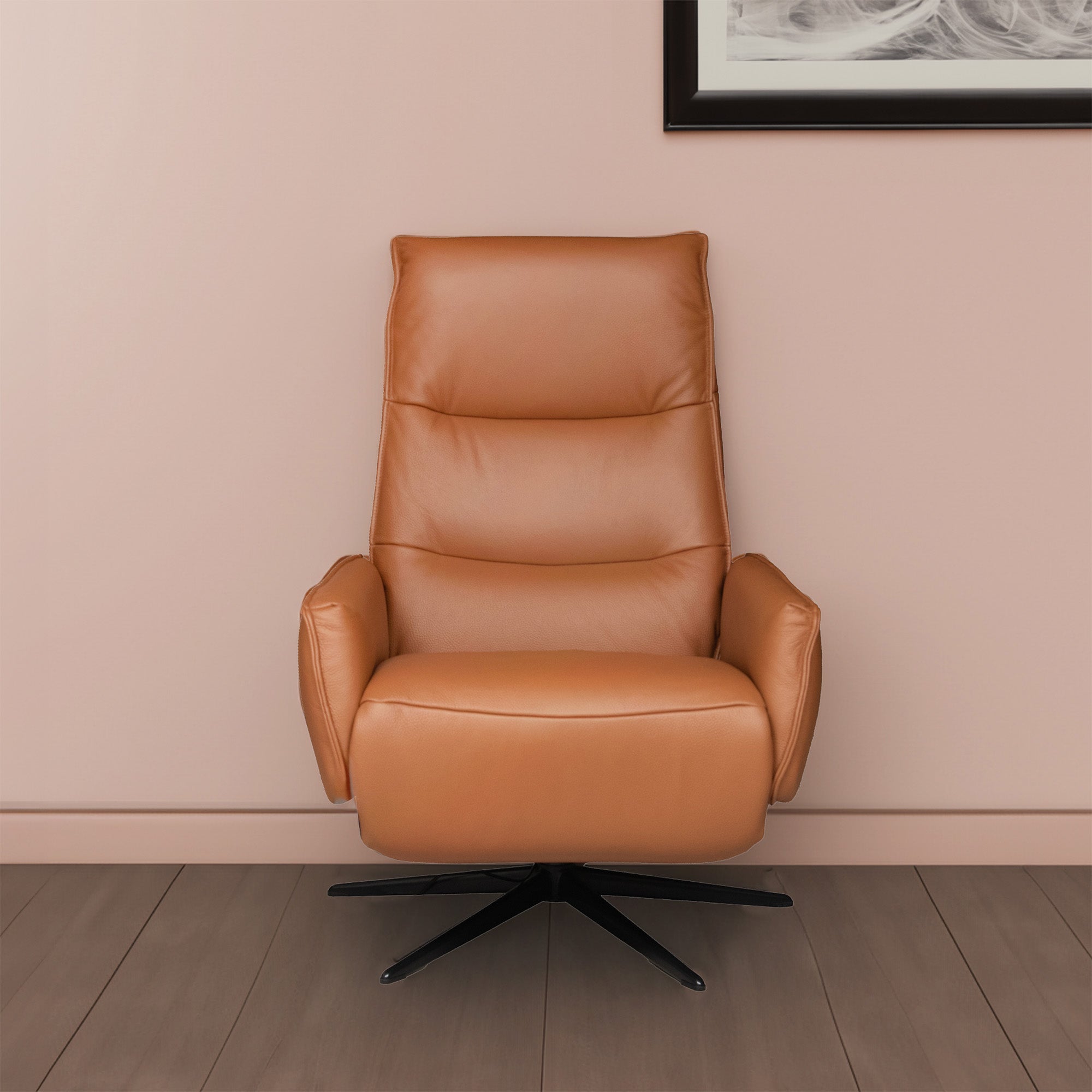 Manual Recliner Swivel Chair In Leather Soleda