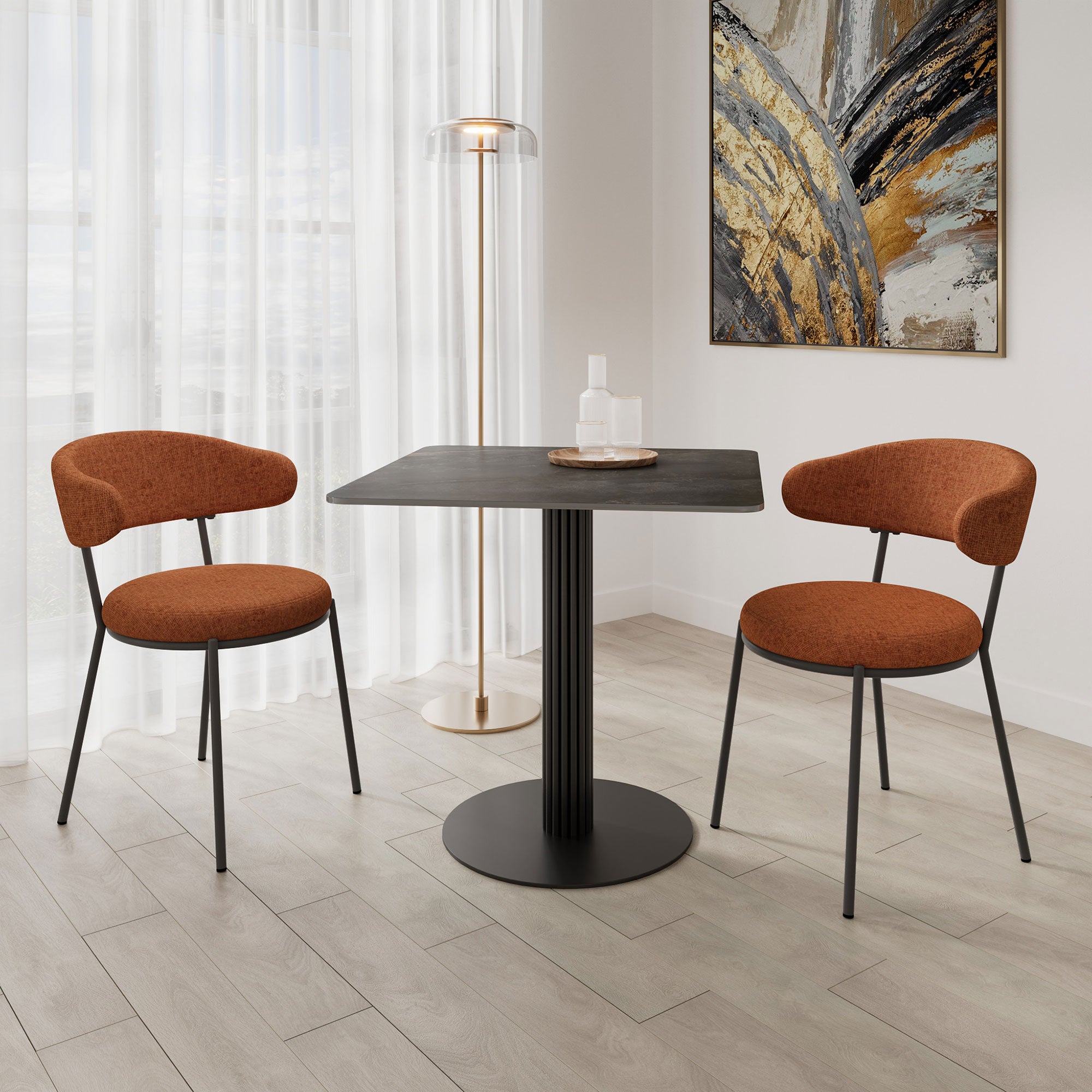 Trinity - Small Square Grey Gold Gloss Ceramic Dining Table
