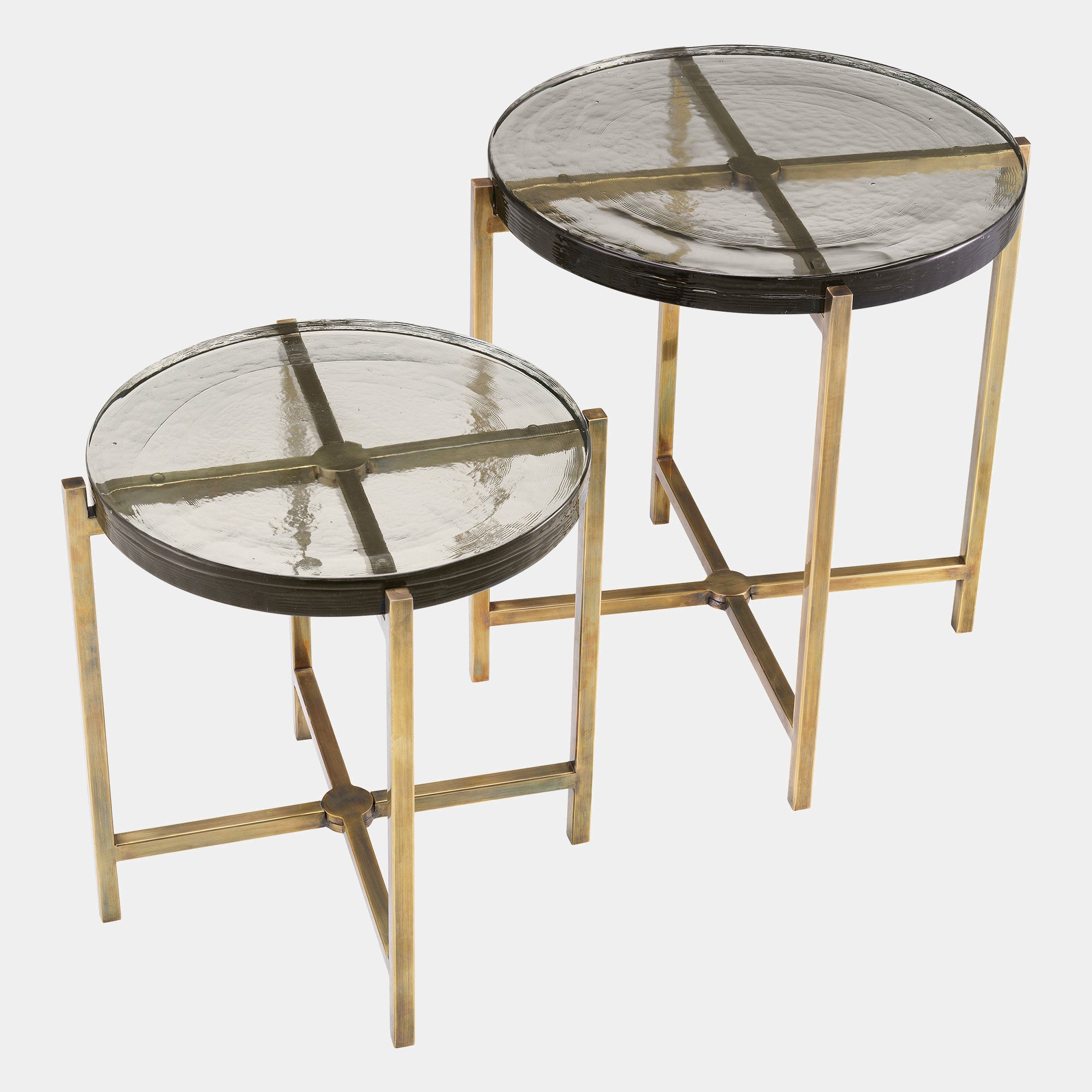 Set Of 2 Side Tables - Vintage Brass