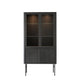 Thoren - 2 Door Tall Display Unit With Wooden Legs