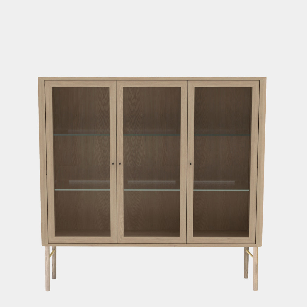 Thoren - 3 Door Display Unit With Wooden Legs