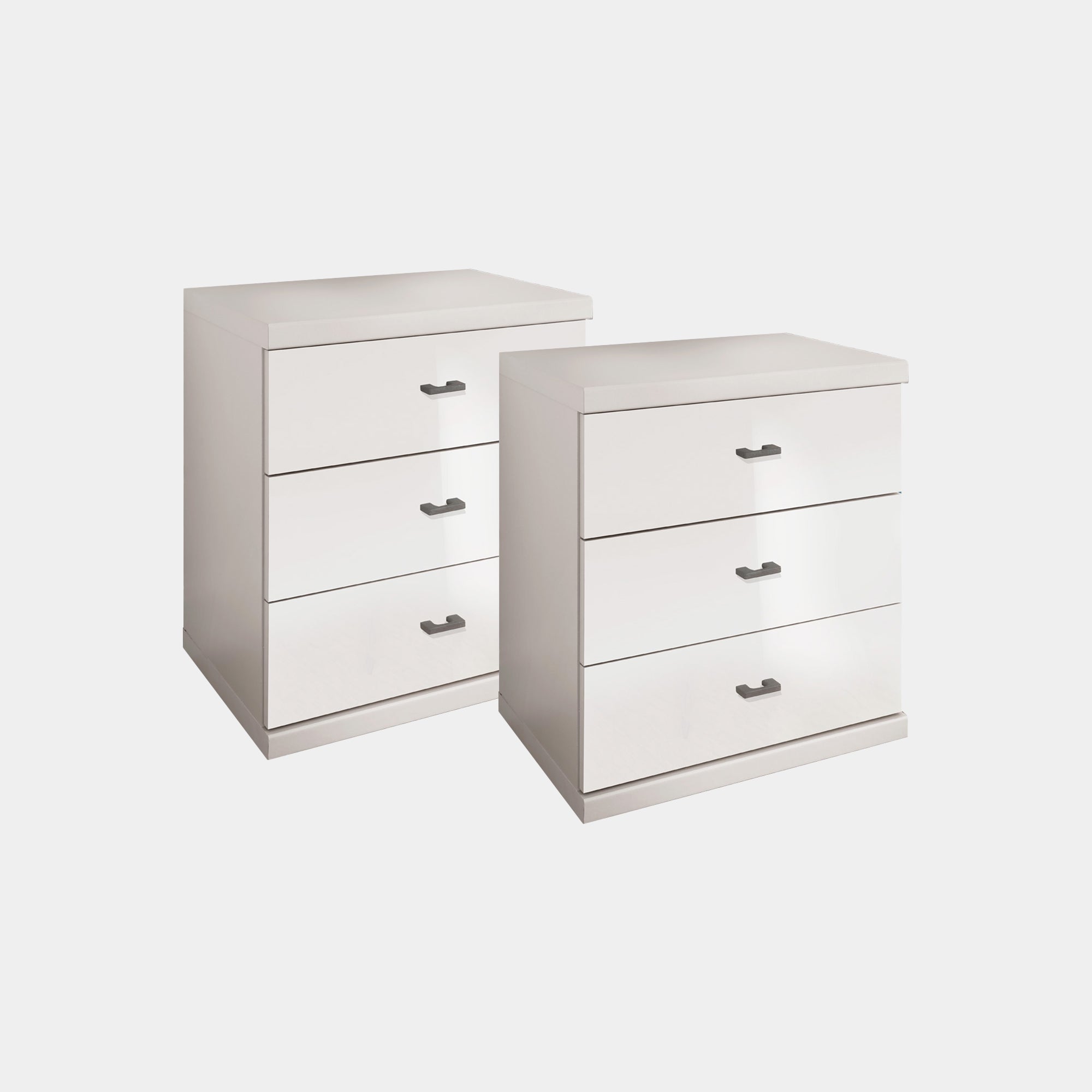 Lauderdale - Pair of 3 Drawer Bedside Cabinets With Glass Front