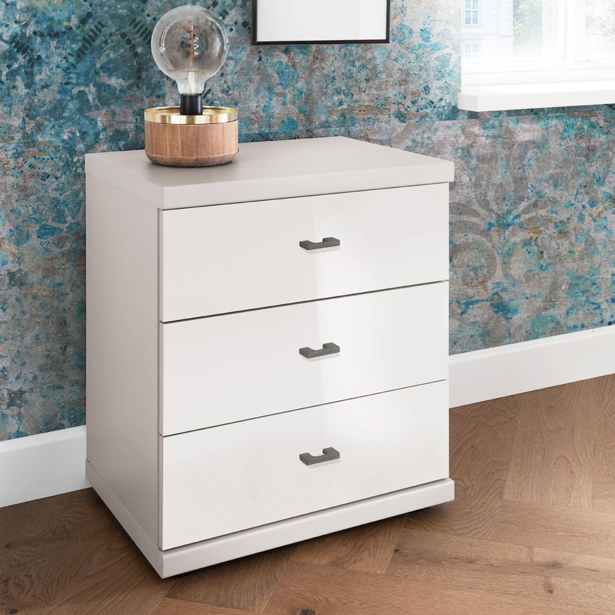 Lauderdale - Pair of 3 Drawer Bedside Cabinets With Glass Front