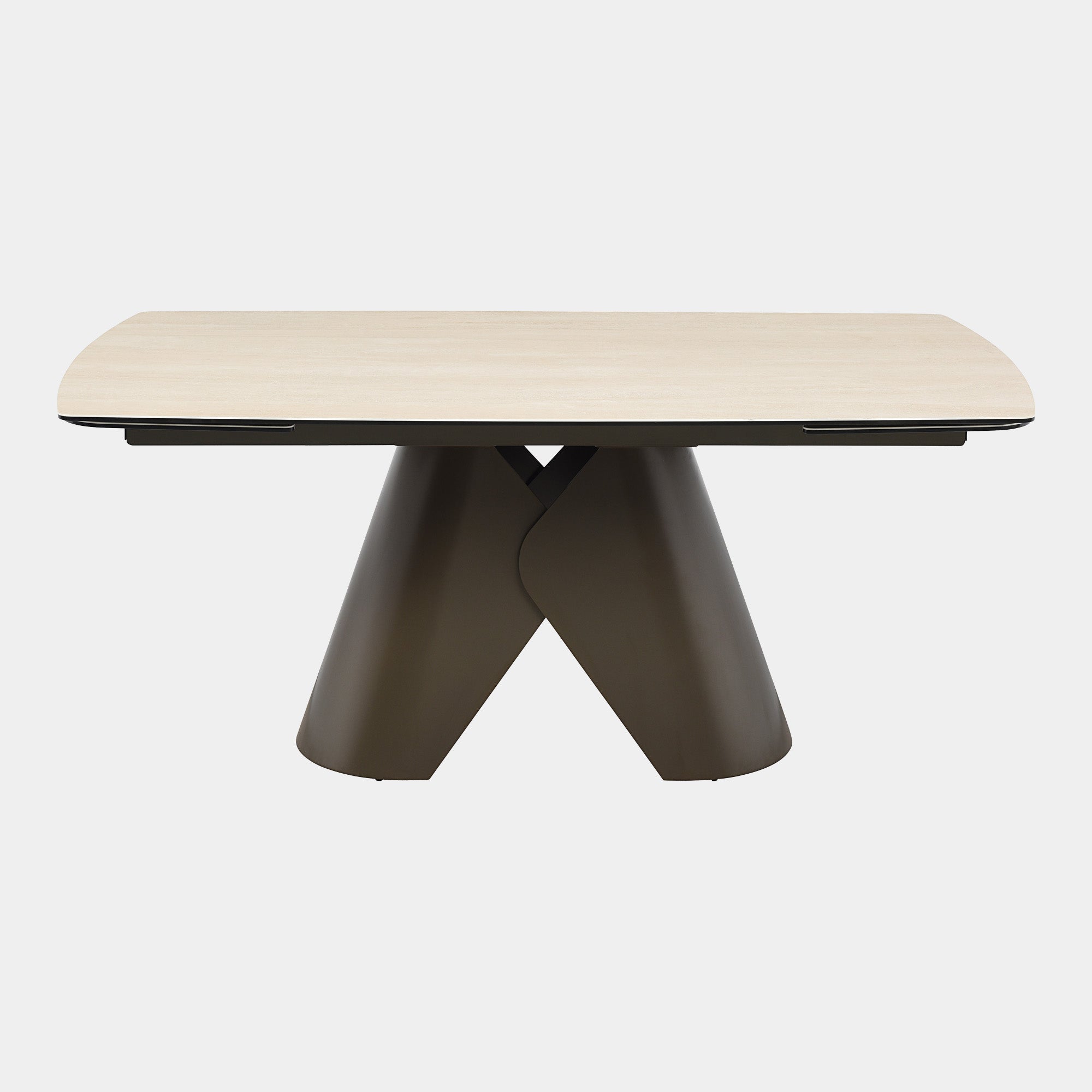 Verona - 180cm Extending Dining Table In Beige Ceramic with Vintage Bronze Base