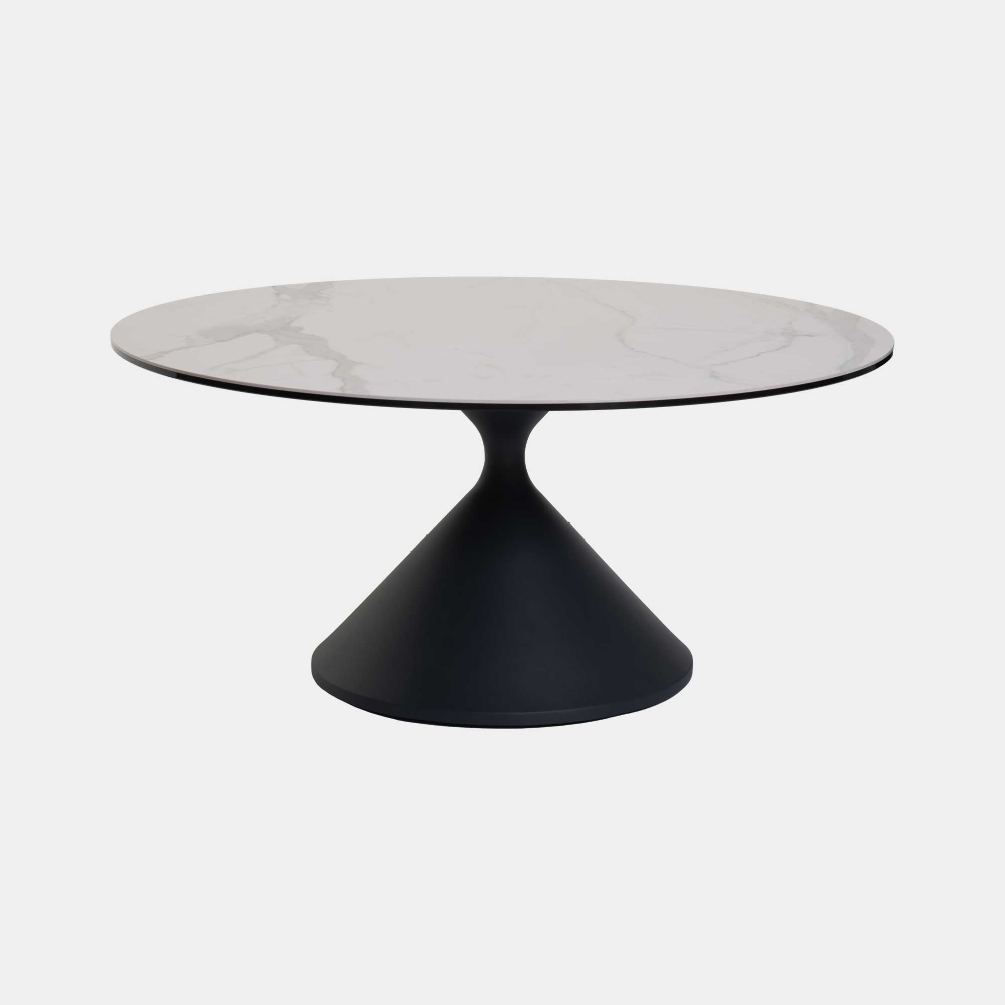 Redondo - 90cm Coffee Table In Matt White Ceramic With Charcoal Grey Base