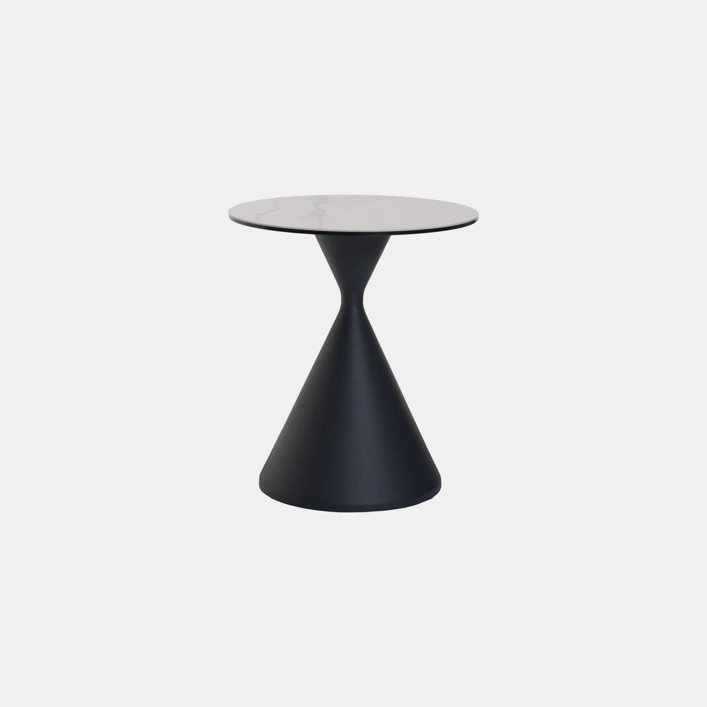 Redondo - 50cm Lamp Table In Matt White Ceramic With Charcoal Grey Base