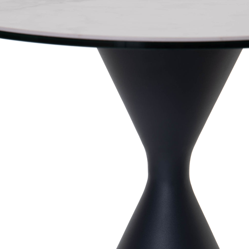 Redondo - 50cm Lamp Table In Matt White Ceramic With Charcoal Grey Base