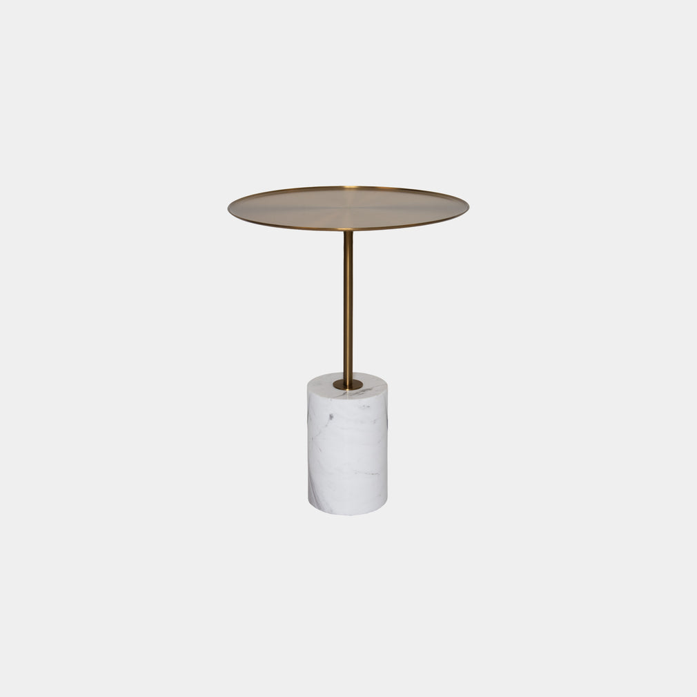 Core - Accent Table In White Marble/Gold