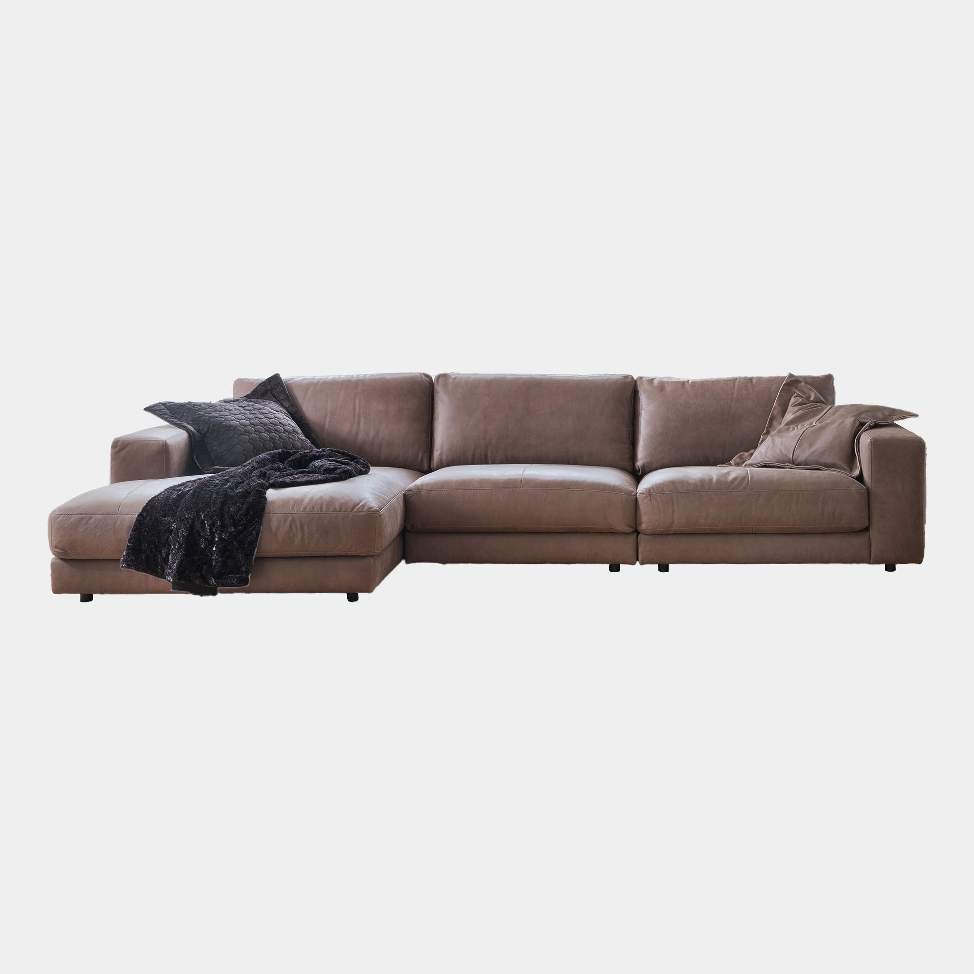 Domino - Large Sofa With LHF Chaise In Leather