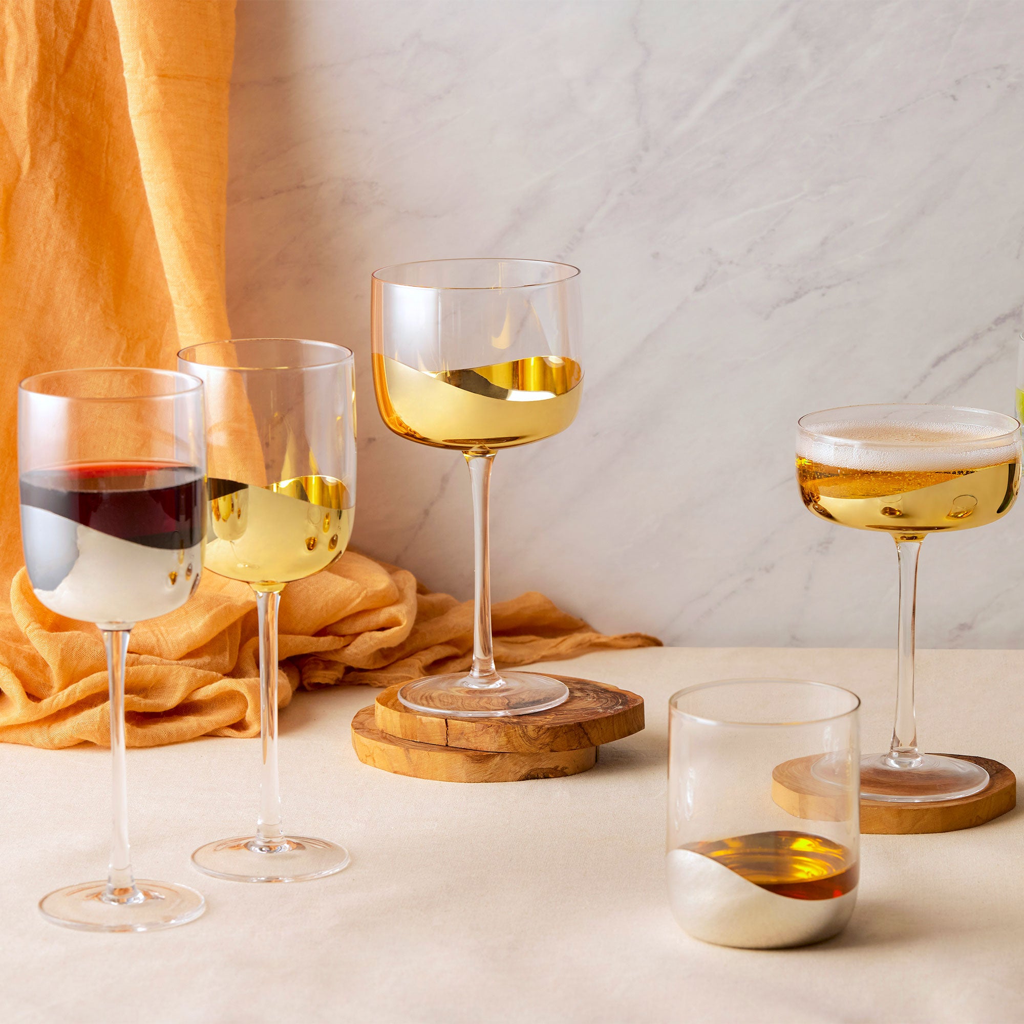 Wave - Gold Gin Glasses