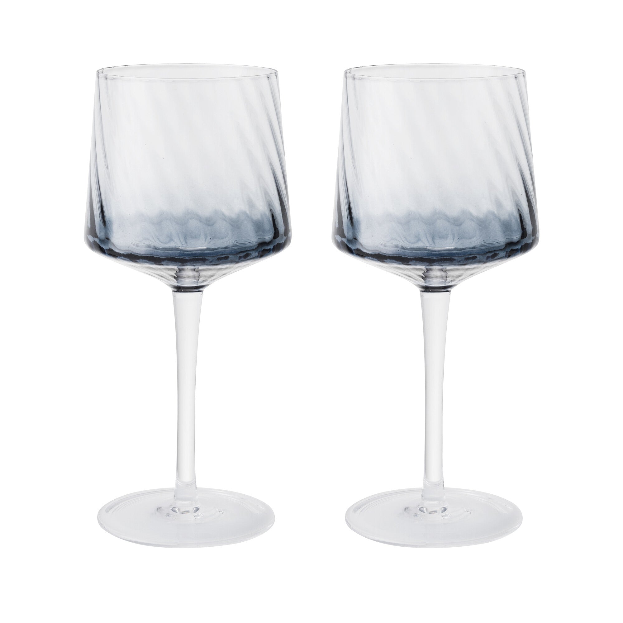 Denby - Set of 2 Fluted Blue Gin Glasses