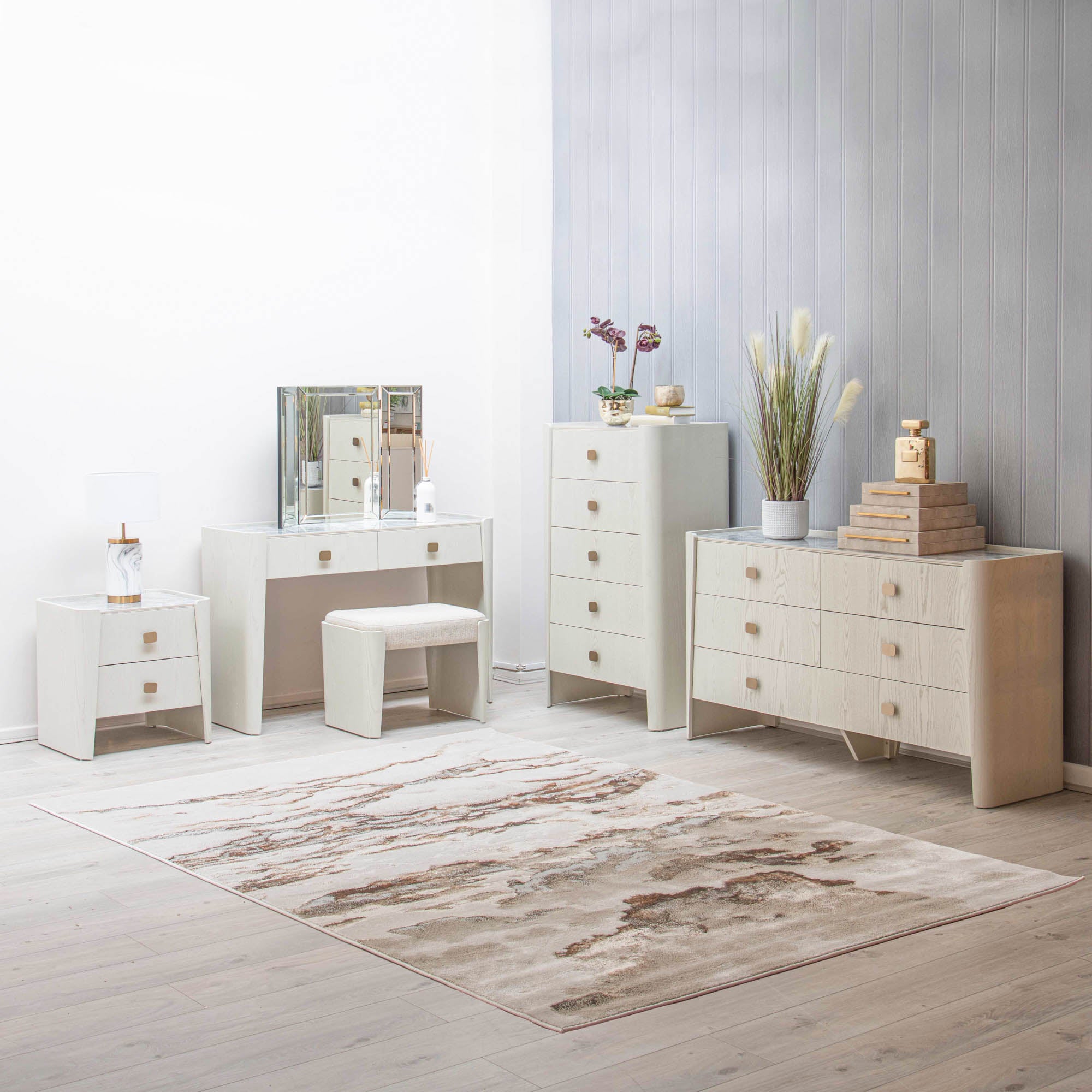 Olivia - Tall 5 Drawer Chest - Stone