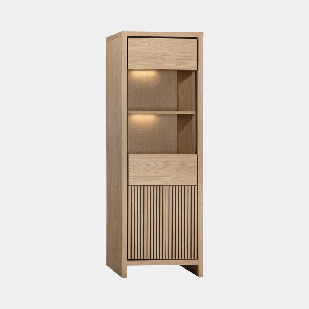 Bergen - 1 Door Showcase Cabinet With LED Lighting