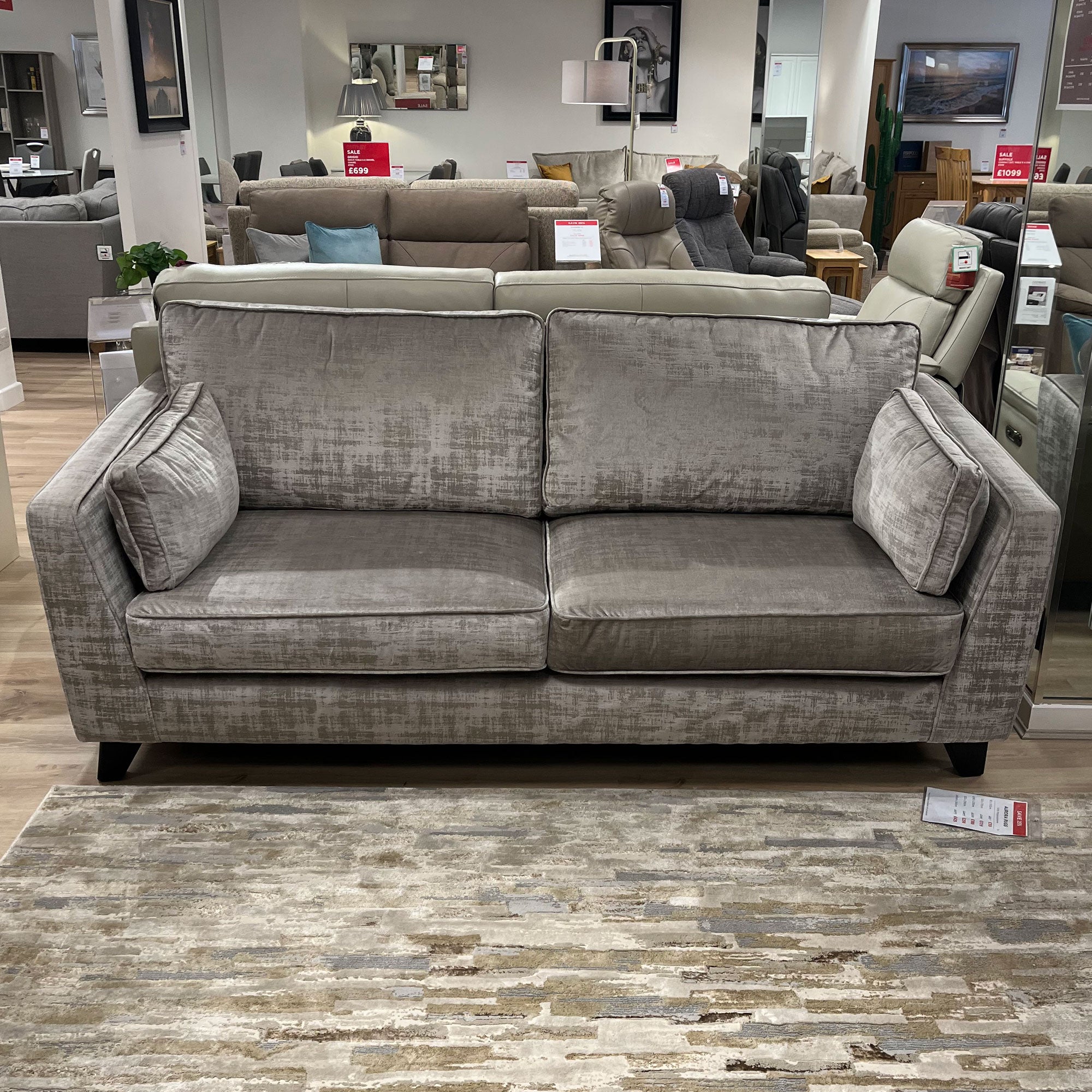 Cooper 3 Seat Sofa In Fabric Alessia Taupe With Dark Foot